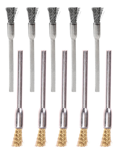 Conjunto 10 Escovas De Aço Cone Larga 5 Aço 5 Latão