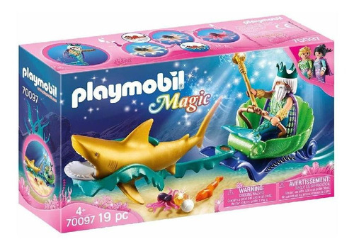 Playmobil Mermaid King Of The Sea With Shark Carriage, Colou