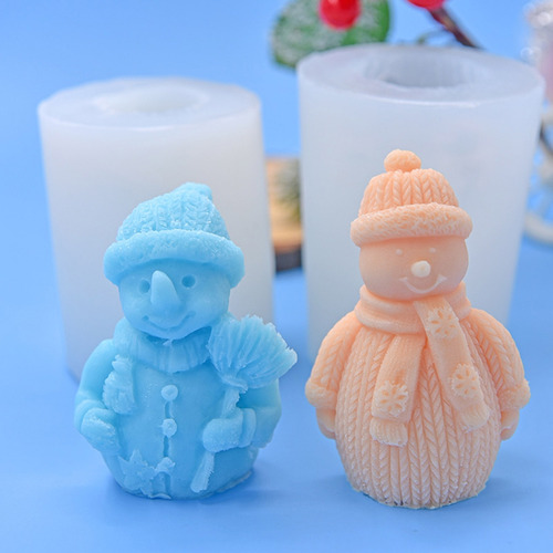 (b) Molde De Silicona Con Forma De Muñeco De Nieve Para Vela