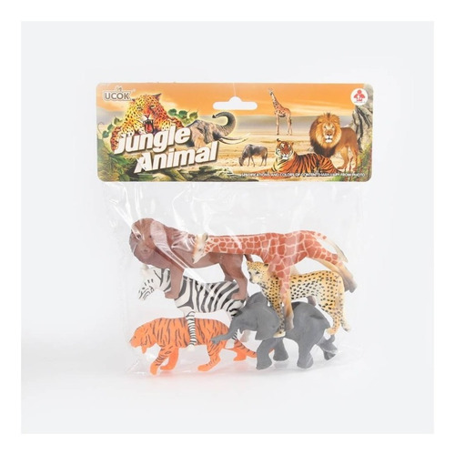 Imagen 4 de 5 de Animales Selva X6 Leon Tigre Elefante Jirafa Zebra Juguete