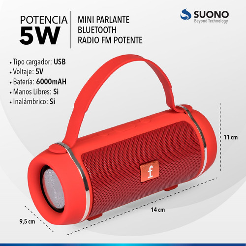 Imagen 4 de 10 de Parlante Portatil Bluetooth Radio Fm Potente Inalambrico Recargable Potenciado Excelente Regalo