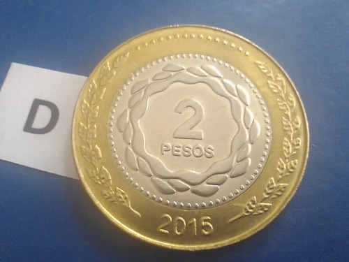 Dos 2 Pesos Moneda Argentina Del Año Del 2015 Sc Moneda