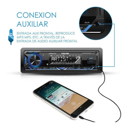 Imagen 6 de 9 de Autoestereo Amplificado Con Usb,sd,auxiliar Y Bluethoot