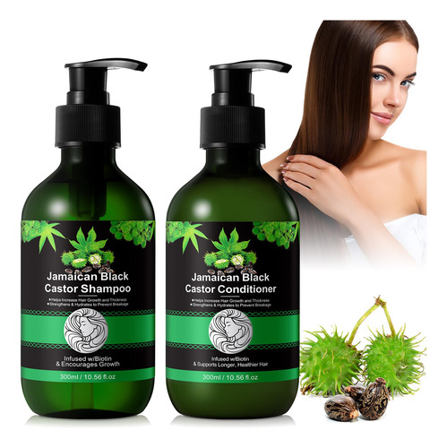 Set Para El Cuidado Del Cabello Rtbyue Aceite De Ricino Negr