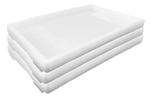3 Bandejas Plastica Para Esfiha Salgados Esfirra Espilhável Cor Branco