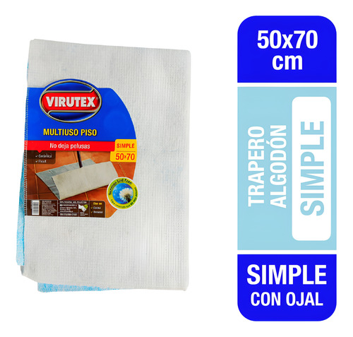 Trapero Algodón X1 Simple 50x70 Cm Absorbente Virutex