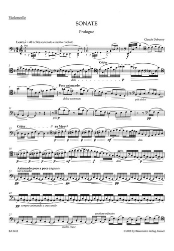 Claude Debussy: Sonata For Violoncello And Piano / Sonata Pa