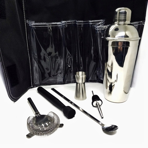 Set Barman: Coctelera 750 + 5 Piezas + Estuche Portátil