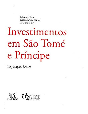 Libro Investimentos Em Sao Tome E Principe De Tiny Almedina