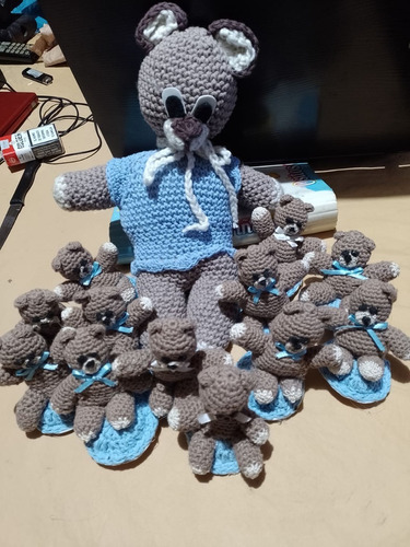 Hecho A Mano-amigurumi, Muñeco Oso Con 12 Ositos Crochet