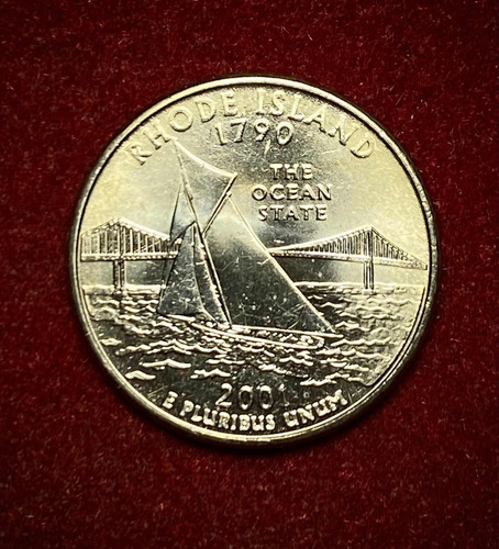 Moneda 1/4 Dólar Estados Unidos 2001 P Km 320 Rhode Island