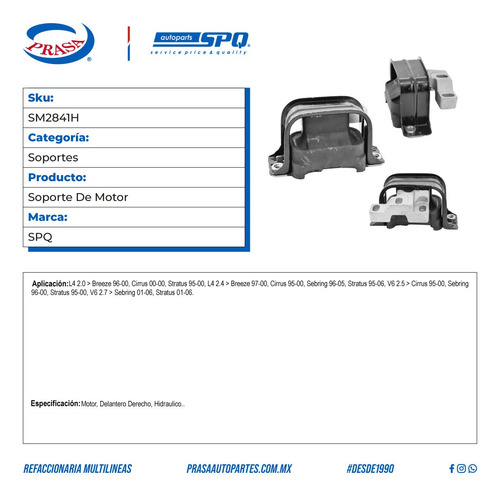 Soporte De Motor Chrysler Sebring 2001-2006 V6 2.7