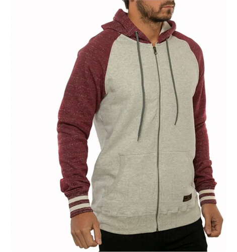 Imagen 3 de 7 de Campera Canguro Rusty Pitsulino Gris Y Bordo Hombre Original