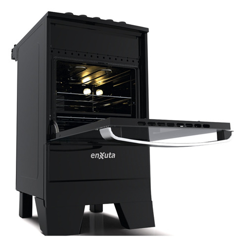 Imagen 3 de 10 de Cocina A Gas Enxuta Cenxv27542ng Negra Mesada Vidrio