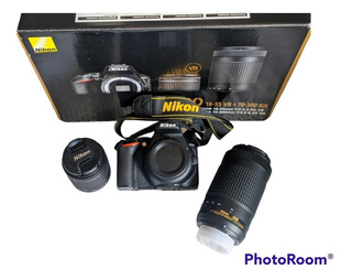Cámara Nikon D3500 + 18-55mm + 70-300 +memoria