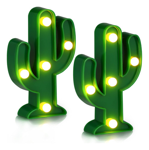 2 Luces Led Nocturnas Led De Cactus Para Decoración De Fie.