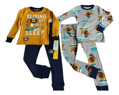 Pijamas X2 Carters En Algodón 4 Piezas De Leòn 3 Y 4 Años
