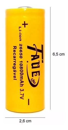 Bateria P/ Lanterna Recarregavel 26650 6800mah 3.7v Li-ion 