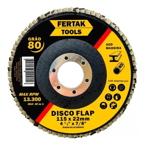 Disco Flap 4-1/2 Pol Grão 80 - 1 Und - Fertak