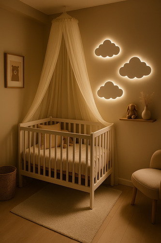 Kit Com 3 Pcs De Nuvem Com Led Luminária Quarto De Bebe