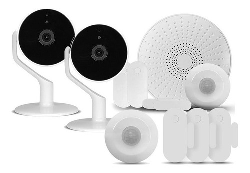 Imagen 1 de 4 de Kit Alarma Nexxt Wifi App 2 Pir 5 Mag Sirena + 2 Cámaras
