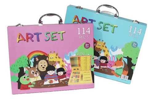 Set De Arte Infantil 114 Piezas Maletín De Madera