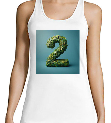 Musculosa Mujer Numero 2 Arte Con Forma Hojas Realista M4