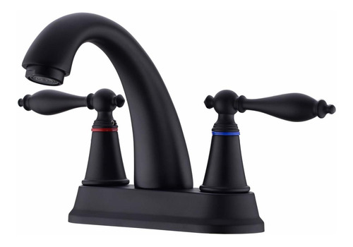 Grifo De Baño Negro Mate, 2 Manijas De 4 Pulgadas Centrado G