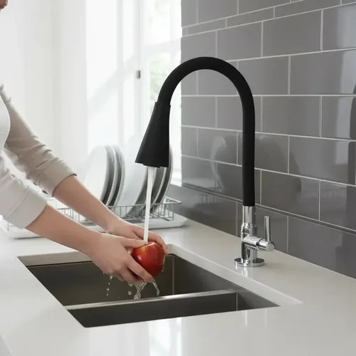 Torneira Gourmet Flexivel Cozinha Mesa Pia Tuiuiu Metais Preto Fosco