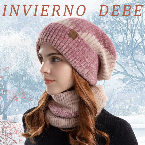 A Gorro De Punto De Invierno Cálido Conjuntode Gorro Y
