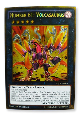 Yugi-oh! Number 61 Volcasaurus Pgl3-en073 Gold