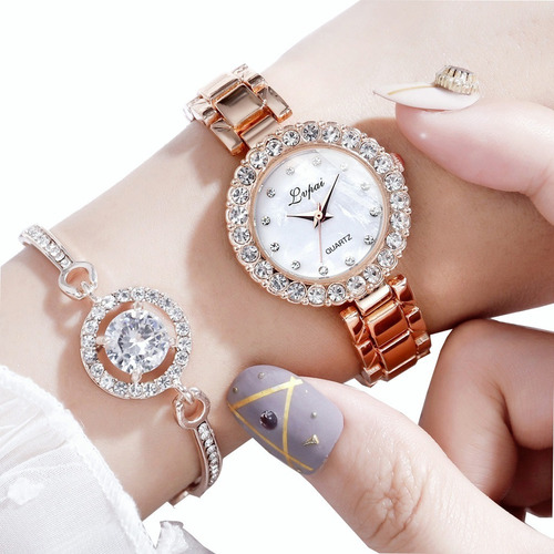 Reloj Pulsera Con Diamantes Para Mujer, Oro Rosa