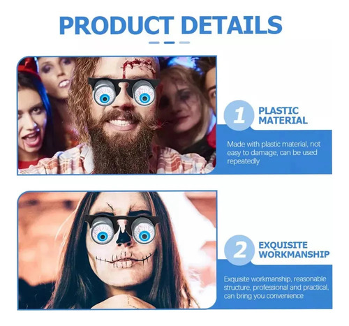5 Lentes O Gafas De Ojos Pintados Fiesta Broma Disfraz