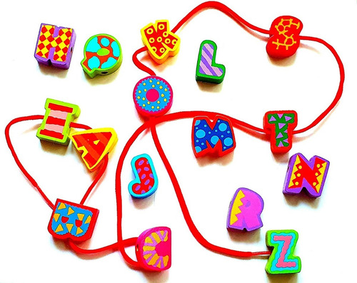 Alfabeto De Madeira Com 26 Letras Coloridas Educativo
