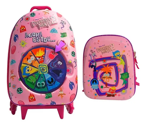 comprar Kit Mochila Divertidamente Roleta Rosa 3d Lancheira Maxtoy