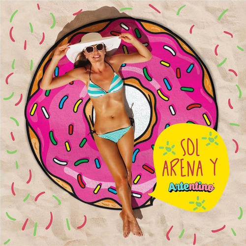 Lona Manta Playa Sol Verano Diseño Artentino Redonda Gigante