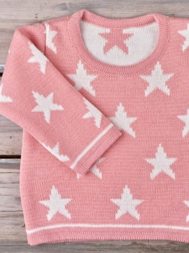 Sweater Nena Lana Estrellas Rosa Talle 3  (de 8 A 12 Meses) 