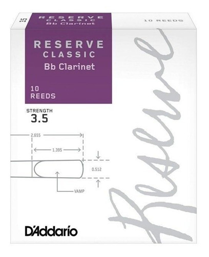 Cañas Clarinete Bb Nro 3.5 Daddario Reserve Classic X10 Usa