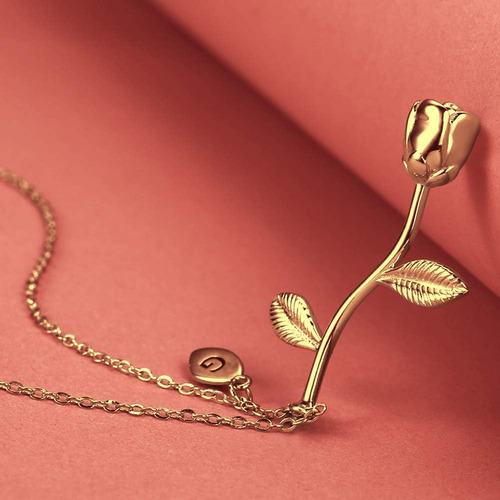 Soufeel Collar Con Inicial De Rosa Personalizada, Colgante C