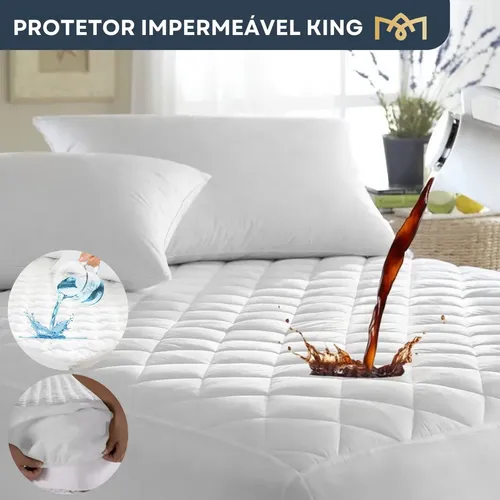 Protetor de Colchão King Ebenezer Shop Impermeável Antialérgico Branco