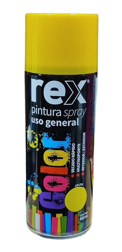 Pintura Acrílica Spray Uso General Color Amarillo 400ml Rex
