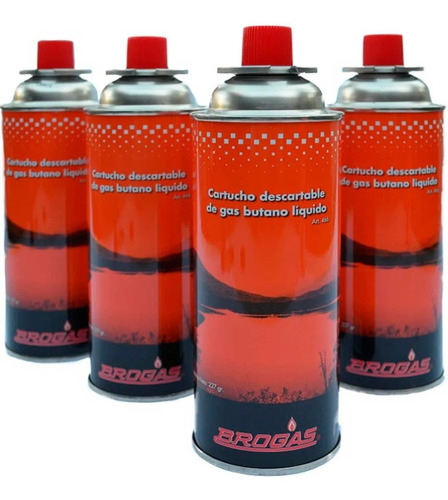 Pack 4 Cartuchos De Gas Butano Brogas 227gr P/ Anafes Cocina