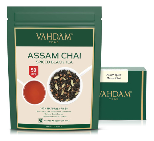 Vahdam, Assam Spiced Masala Chai Tea (50 Tazas)