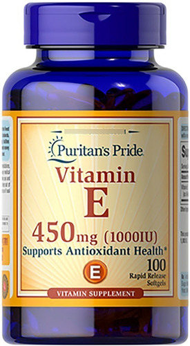 Imagen 2 de 2 de Vitamina E 1000iu 450mg X 100 Softgel Usa