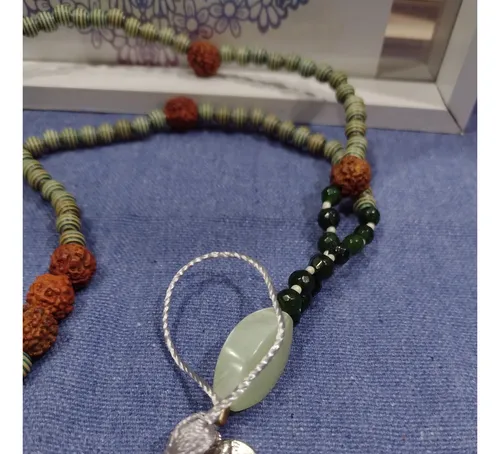 Japa Mala 108 Cuentas, Jaspe Y Semilla Rudraksha.