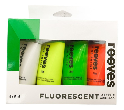 Set Acrilics Reeves X 4 Colores Fluo - 75ml