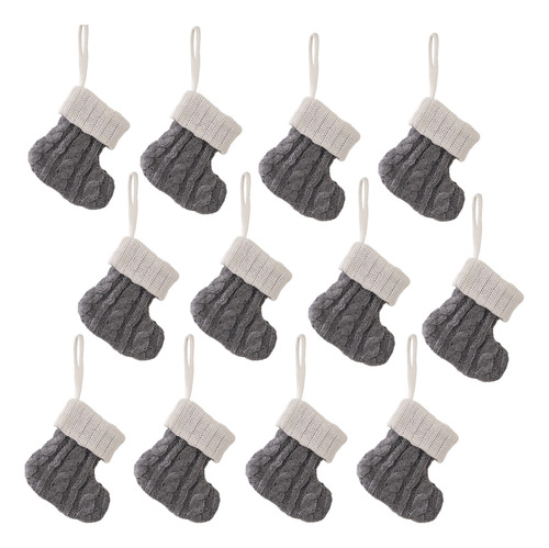 12 Medias Navideñas Tejidas, Decoración De Mesa