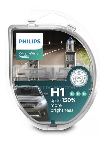 Lampara Philips H1 Xtreme Vision 150% Mas Luz Kit X 2 Lamp