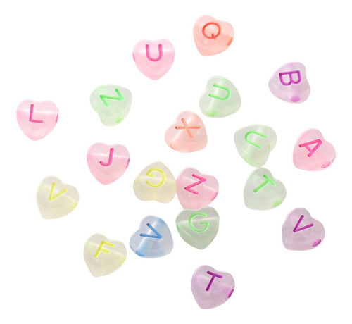 Letras Luminosas Cuentas Corazon 7x7mm 200u X 25gr