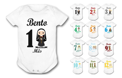 Kit 12 Body Mesversario Santinhos Personalizado Nome R2422